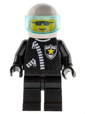 Police - Zipper with Sheriff Star, White Helmet, Trans-Light Blue Visor, Sunglasses (cop005)