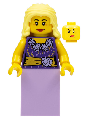 Musician - Female, Blouse with Gold Sash and Flowers, Lavender Skirt, Bright Light Yellow Hair (Minifigure Only) (col260)