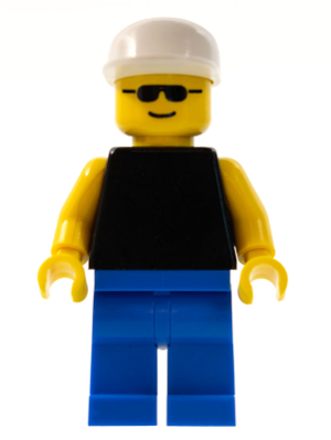 Plain Black Torso with Yellow Arms, Blue Legs, Sunglasses, White Cap (pln048)