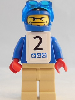 Snowboarder, Blue Shirt, Tan Legs, White Vest, Number 2 Sticker on Both Sides (gg006s)