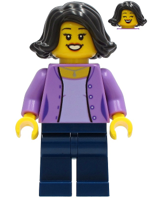 Mom - Medium Lavender Jacket, Dark Blue Legs, Black Hair (cty1234)