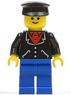 Suit with 3 Buttons Black - Blue Legs, Black Hat (trn088)