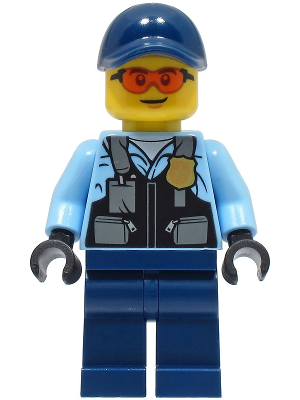 Police - City Officer Male, Safety Vest with Police Badge, Dark Blue Legs, Dark Blue Cap, Safety Glasses (cty1565)