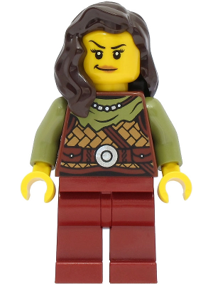 Viking Warrior - Female, Leather Armor, Dark Red Legs, Dark Brown Hair (vik041)