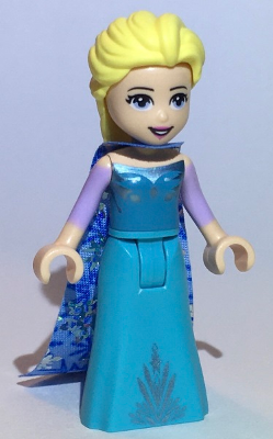 Elsa - Medium Blue Long Narrow Cape with Snowflakes, Lavender Sleeves (dp076)
