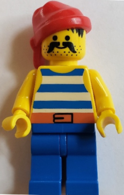 Pirate Blue / White Stripes Shirt, Blue Legs, Red Bandana, Belt with Black Buckle (pi198)