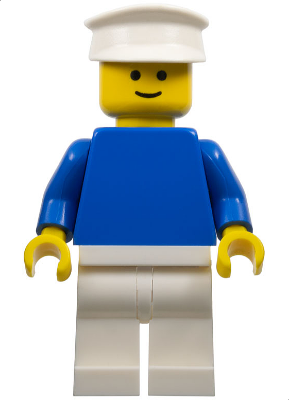 Plain Blue Torso with Blue Arms, White Legs, White Hat (pln126)