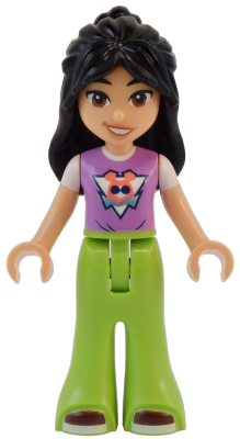 Friends Liann - Medium Lavender Top, Lime Trousers Bell-Bottoms, Dark Red Shoes, Lopsided Smile (frnd0728)