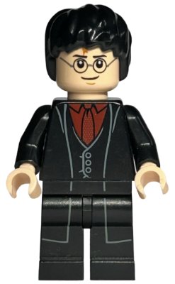 Harry Potter - Black Long Coat and Vest, Dark Red Shirt and Tie (hp133)