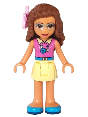 Friends Olivia (Nougat) - Bright Light Yellow Skirt, Dark Pink Top, Flower (frnd0281)