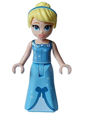 Cinderella - Dress with Sparkles and Bow, Bright Light Blue Top, Coral Lips, Thin Hinge (dp173)