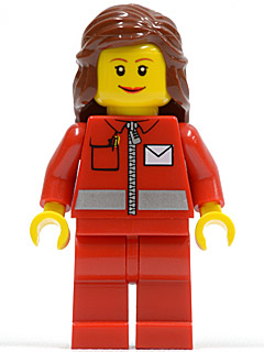 Post Office White Envelope and Stripe, Red Legs, Reddish Brown Female Hair Mid-Length (post009)