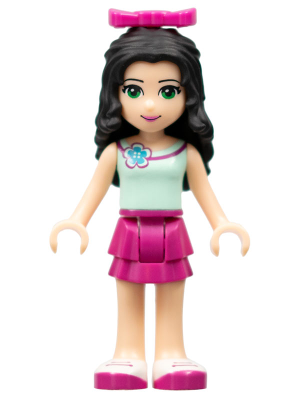 Friends Emma - Magenta Layered Skirt, Light Aqua Top with Flower, Bow (frnd0052)