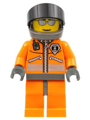 Coast Guard World City - Orange Jacket with Zipper, Silver Sunglasses, Dark Bluish Gray Helmet, Dark Bluish Gray Hands (wc019a)