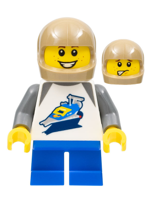 Cosmic Cardboard Adventurer - 918 Classic Space Torso, Dark Tan Motorcycle Helmet (idea105)