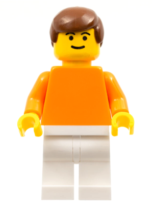 Plain Orange Torso with Orange Arms, White Legs, Brown Male Hair (Dutch National Player) (soc095)