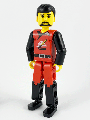 Technic Figure Red/Black Legs, Red Top, Black Hair (Fireman) (tech008)
