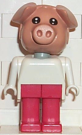 Fabuland Pig - Peter Pig (Cook), Red Legs, White Top (fab11f)