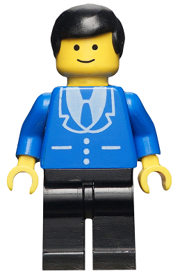 Suit with 3 Buttons Blue - Black Legs, Black Male Hair (trn069)