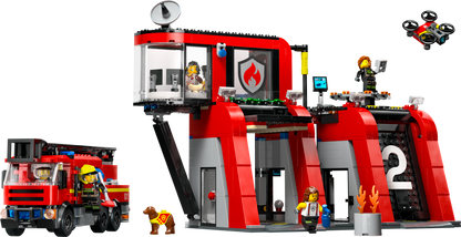 60414 Fire Station with Fire Truck