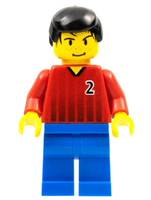 Soccer Player - Red and Blue Team with Number 2 (soc061)