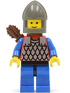 Scale Mail - Red with Blue Arms, Blue Legs with Black Hips, Dark Gray Chin-Guard, Quiver (cas151a)