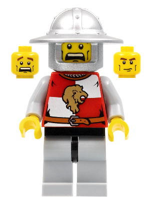 Kingdoms - Lion Knight Quarters, Helmet with Broad Brim, Vertical Cheek Lines, Mouth Closed / Mouth Open Scared Pattern (cas498)