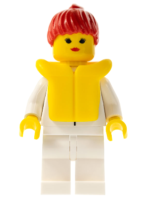 Shirt with 2 Pockets, White Legs, Red Ponytail Hair, Life Jacket (trn092)