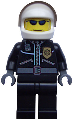 Police - City Leather Jacket with Gold Badge, White Helmet, Trans-Brown Visor, Dark Blue Sunglasses (cty0006)