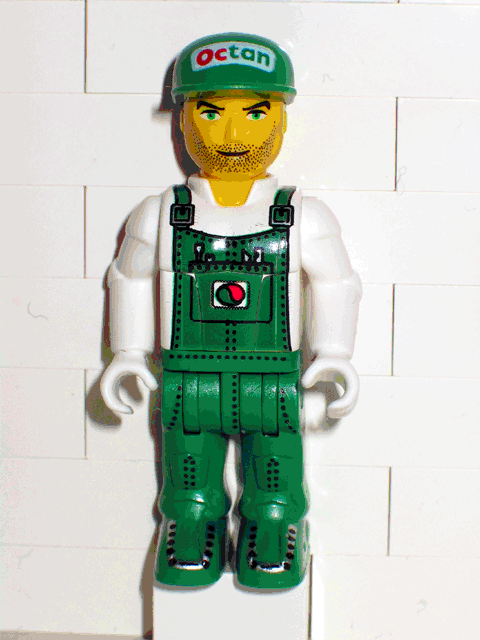 Mechanic in Green Overalls with Octan Pattern (js024)