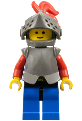 Breastplate - Armor over Blue, Dark Gray Helmet and Visor, Red 3-Feather Plume (cas169)