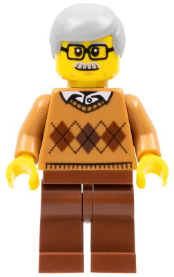 Grandfather - Medium Nougat Argyle Sweater, Light Bluish Gray Hair (cty0659)