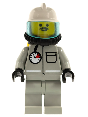 Fire - Air Gauge and Pocket, Light Gray Legs, White Fire Helmet, Breathing Hose, Yellow Air Tanks (firec027)