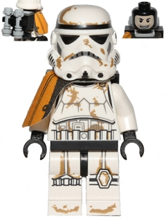 Sandtrooper - Orange Pauldron, Survival Backpack, Dirt Stains, Balaclava Head Print and Helmet with Dotted Mouth Pattern (sw0364)