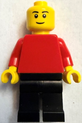 Plain Red Torso with Red Arms, Black Legs, Black Eyebrows, Thin Grin (pln207)