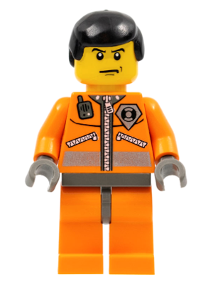 Coast Guard World City, Orange Jacket with Zipper, Black Male Hair (wc014)