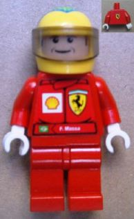 F1 Ferrari - F. Massa with Helmet Yellow Printed - with Torso Stickers Shell (rac036s2)