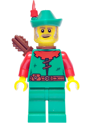 Forest Stronghold Forestman - Red, Green Hat, Red Feather, Quiver, Sideburns (bdp168)