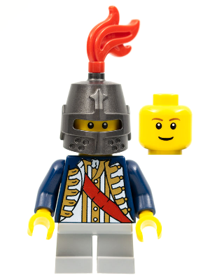 Red Sash, Helmet Closed, Light Bluish Gray Legs Short, Reddish Brown Eyebrows (cas476b)