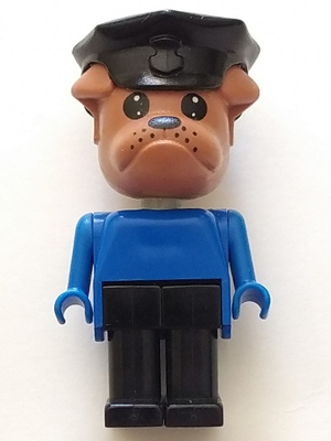 Fabuland Bulldog - Bertie Bulldog (Police Chief), Brown Head, Black Police Hat (fab2a)