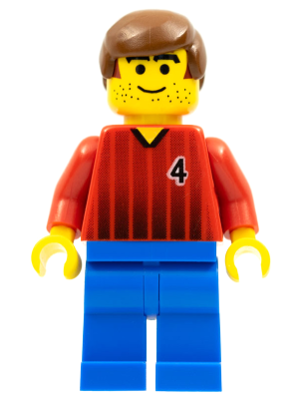 Soccer Player - Red and Blue Team with Number 4 (soc062)