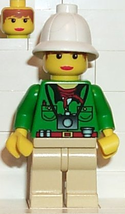 Pippin Reed / Miss Gail Storm - Green Closed Shirt, Tan Legs, White Pith Helmet (adv034)