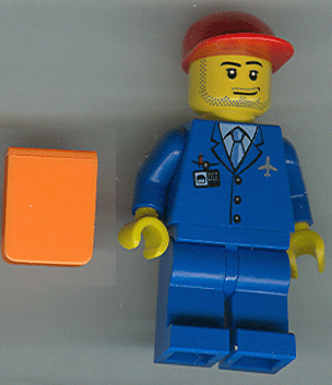 Airport - Blue 3 Button Jacket & Tie, Red Cap, Blue Legs, Orange Vest (air023)