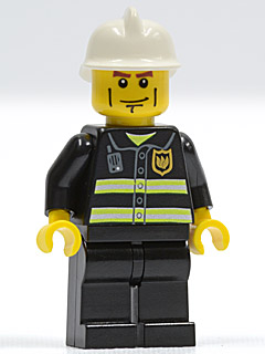 Fire - Reflective Stripes, Black Legs, White Fire Helmet, Cheek Lines, Yellow Hands (cty0043)