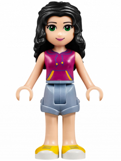 Friends Emma - Sand Blue Shorts, Magenta Top with Yellow and Dark Purple Stripes (frnd0149)