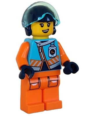Arctic Explorer Pilot - Female, Medium Azure Jacket, Name Badge, Dark Blue Helmet, Trans-Light Blue Visor (cty1610)