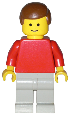 Plain Red Torso with Red Arms, Light Gray Legs, Brown Male Hair (pln198)