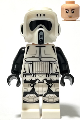 Imperial Scout Trooper - Male, Dual Molded Helmet, Belt with Large Dots on Back, Light Nougat Head, Dark Brown Eyebrows, Frown (sw1265)
