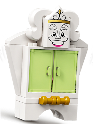 Wardrobe - Yellowish Green Doors, Printed Face on Tile, Modified 2 x 3 Pentagonal, Drawer Handles (dp130)