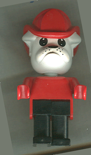 Fabuland Bulldog - Buster Bulldog (Fireman), White Head, Red Fire Helmet and Top (fab2h)